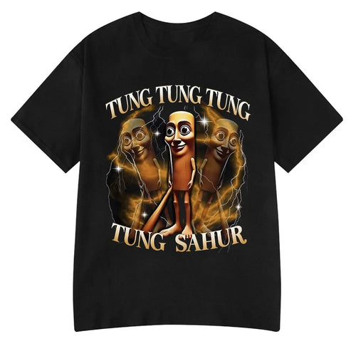 Tung Tung Tung Sahur Meme T Shirt Tralalero Tralala Bombardiro Crocodilo Funny T-Shirt Men Women Polyester Short Sleeve Tshirt