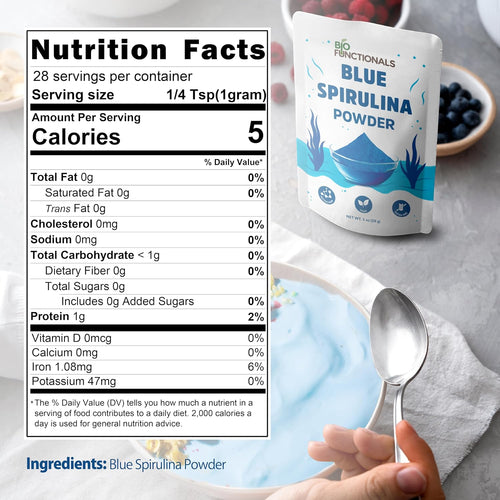 Blue Spirulina Powder – Spirulina Superfood, Natural Blue Food Coloring, Phycocyanin Extract, Vegan Superfood for Smoothies, Baking & Energy Bars